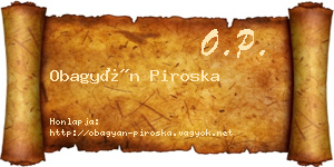 Obagyán Piroska névjegykártya